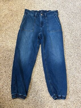 J Crew High-Waist Elastic Cuff Dark Blue Denim Joggers